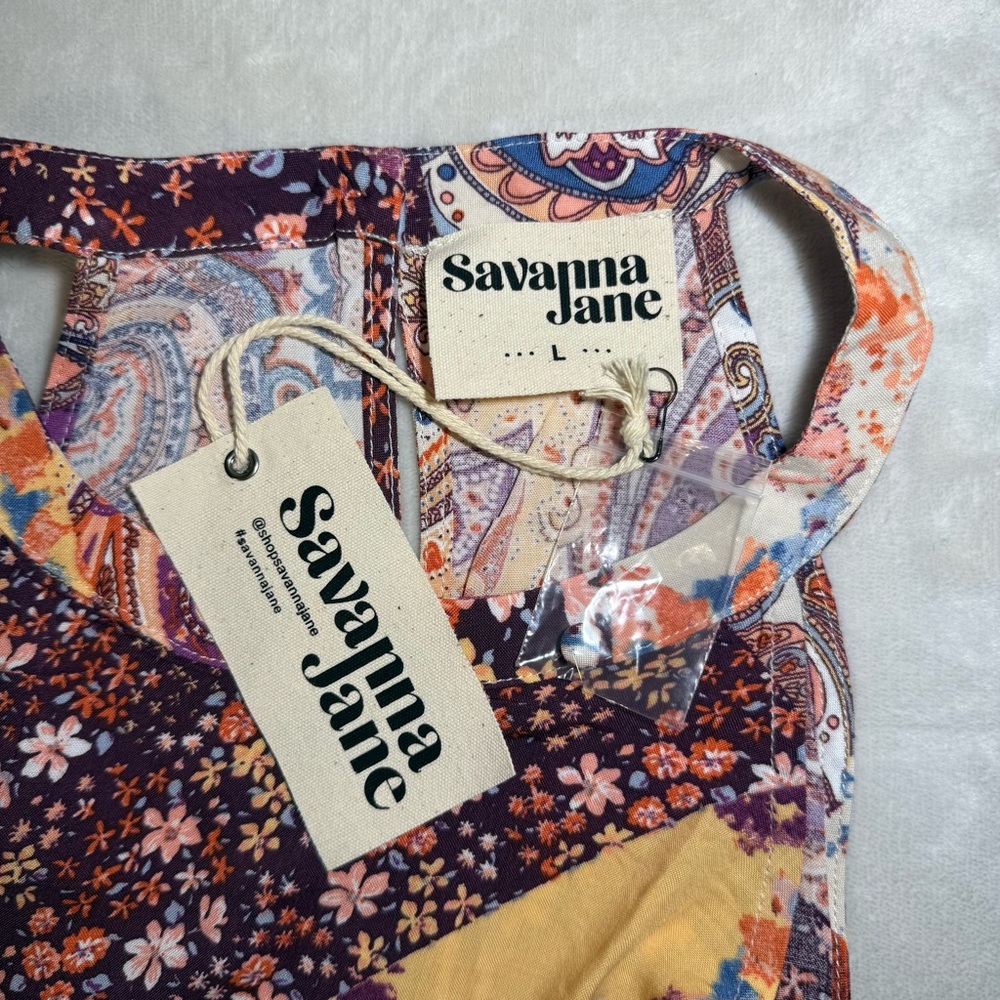 Savanna Jane Patchwork Paisley Floral Tank Top NWT L Boho - Picture 5 of 5
